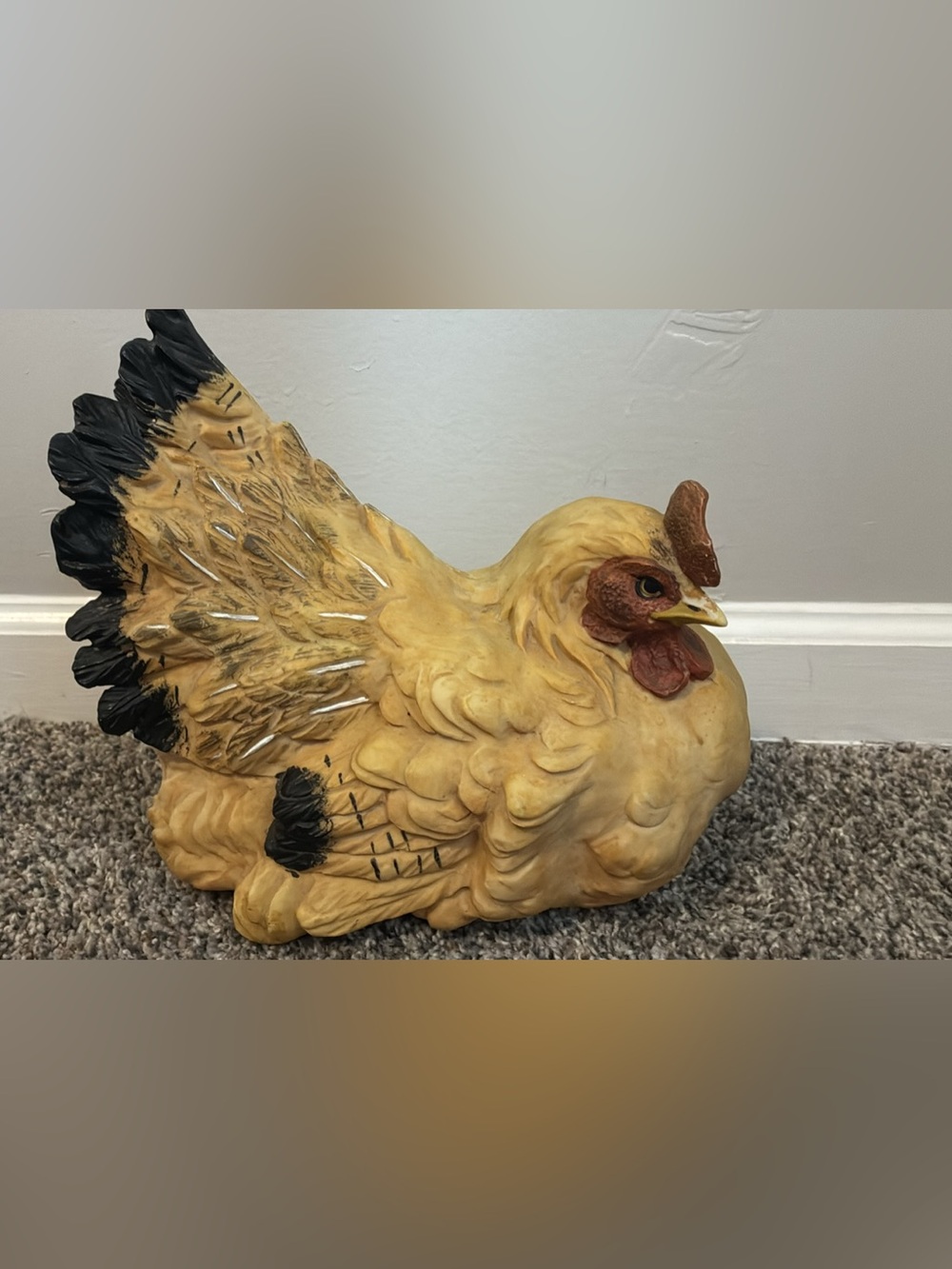 Cottagecore Decorative Yellow Hen Figurine - Home Art Sculpture